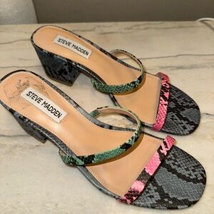 Steve Madden Pink and Green Heels with Eye-Catching Design